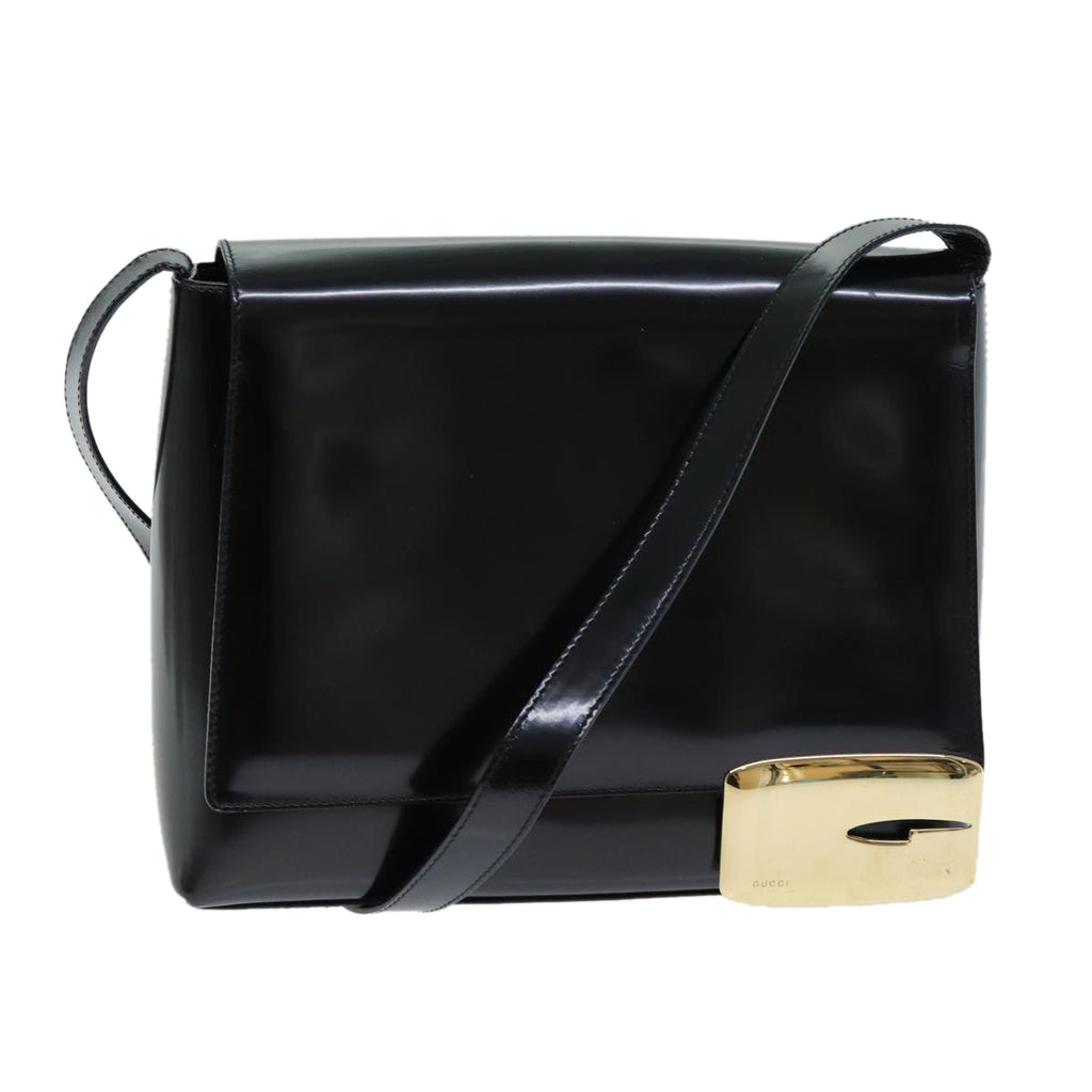 GUCCI Shoulder Bag Enamel Black 001 3444 1812 yk13332
