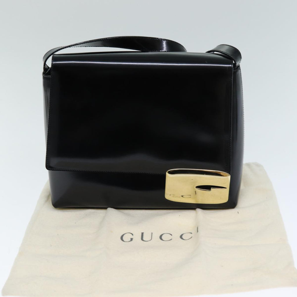 GUCCI Shoulder Bag Enamel Black 001 3444 1812 yk13332