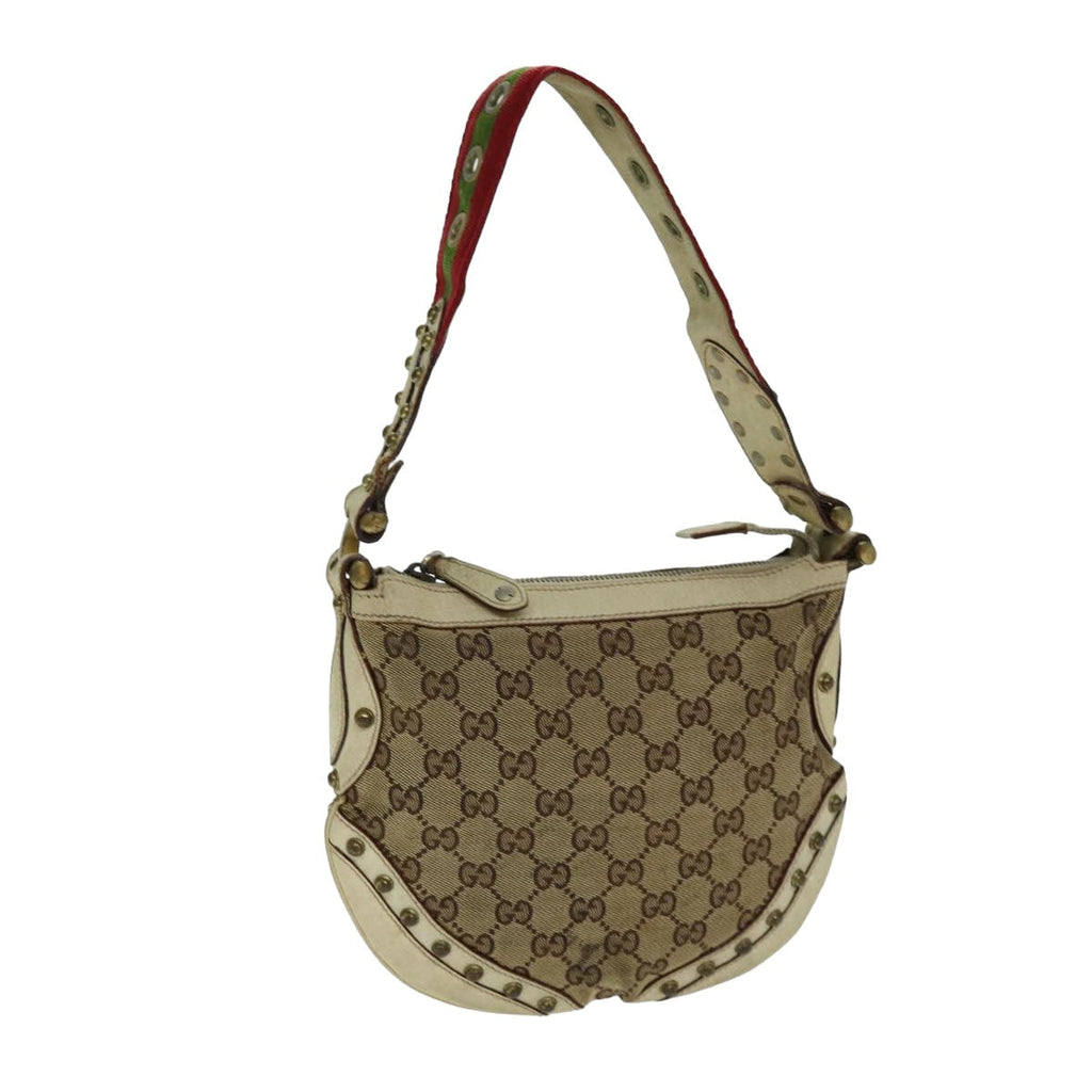 GUCCI GG Canvas Web Sherry Line Shoulder Bag Beige Red Green 144157 yk13422