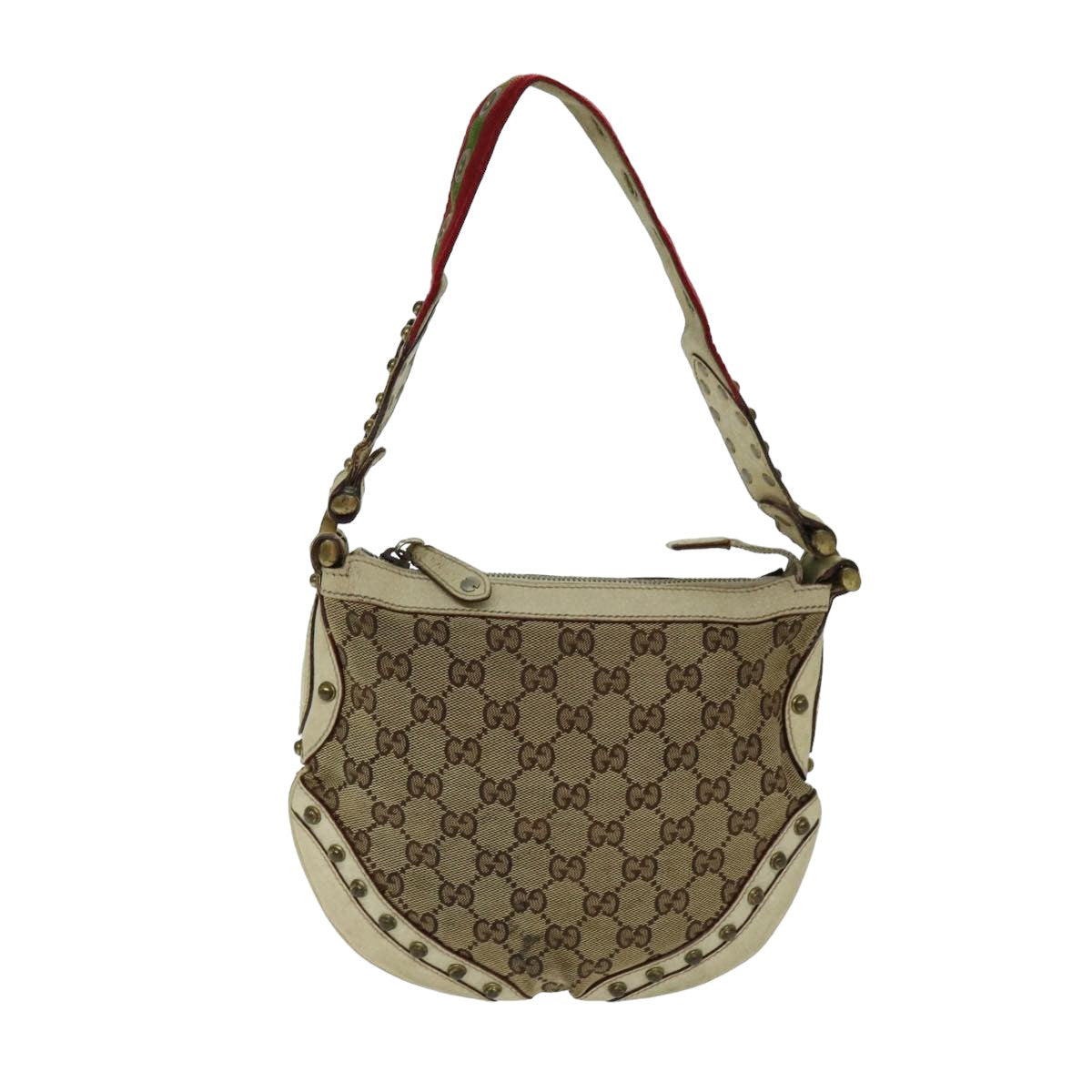 GUCCI GG Canvas Web Sherry Line Shoulder Bag Beige Red Green 144157 yk13422