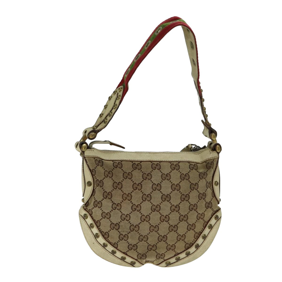 GUCCI GG Canvas Web Sherry Line Shoulder Bag Beige Red Green 144157 yk13422