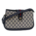 GUCCI GG Supreme Sherry Line Shoulder Bag PVC Navy Red 116 02 076 yk13428