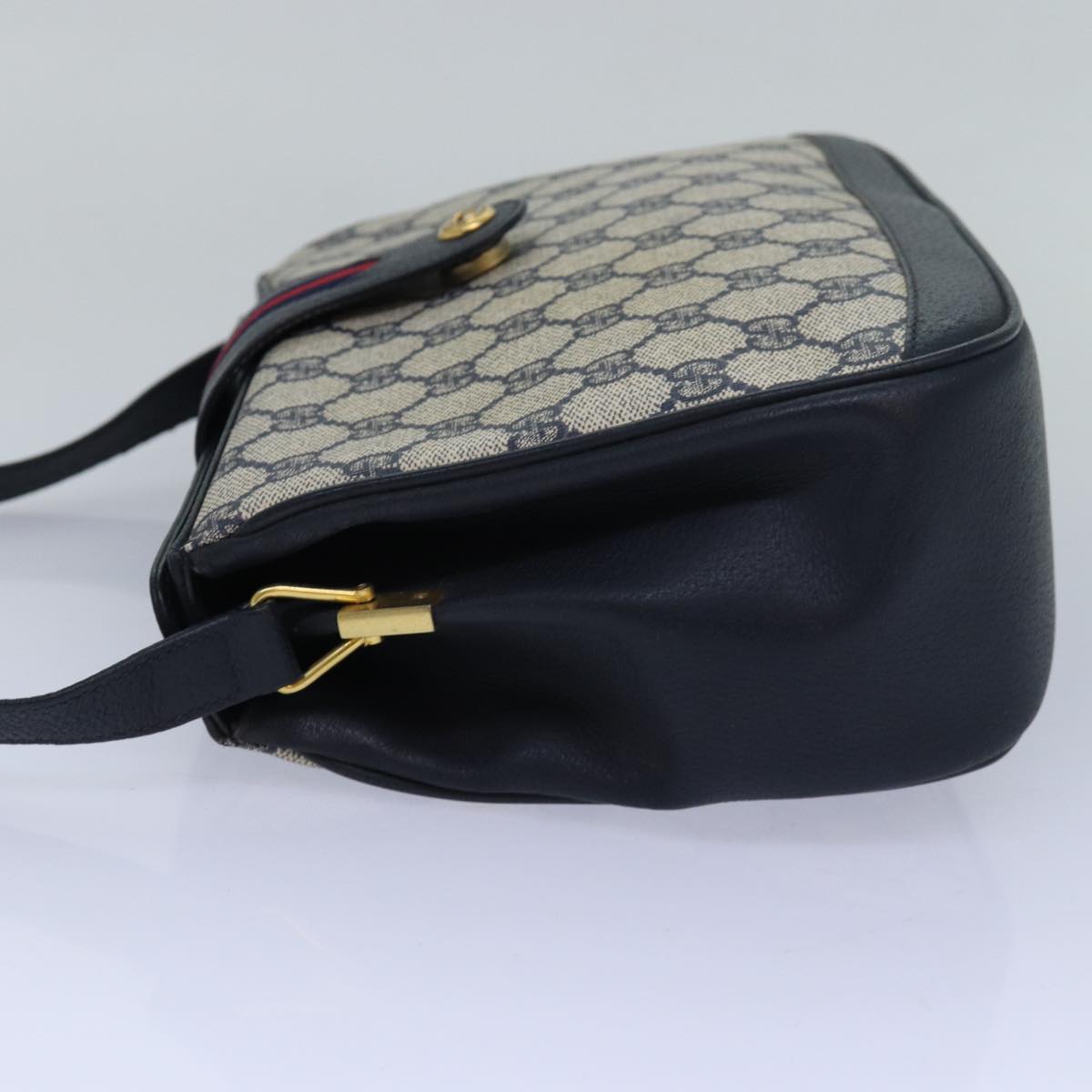 GUCCI GG Supreme Sherry Line Shoulder Bag PVC Navy Red 116 02 076 yk13428