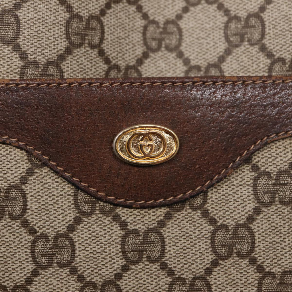 GUCCI GG Canvas Web Sherry Line Tote Bag PVC Leather Beige Green yk13433
