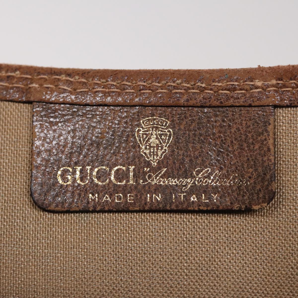 GUCCI GG Canvas Web Sherry Line Tote Bag PVC Leather Beige Green yk13433