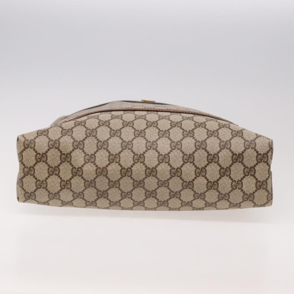 GUCCI GG Canvas Web Sherry Line Tote Bag PVC Leather Beige Green yk13433