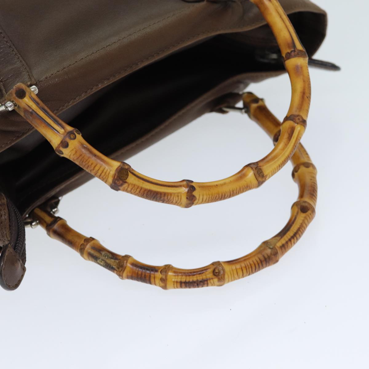 GUCCI Bamboo Hand Bag Leather Brown 000 1998 0508 yk13445