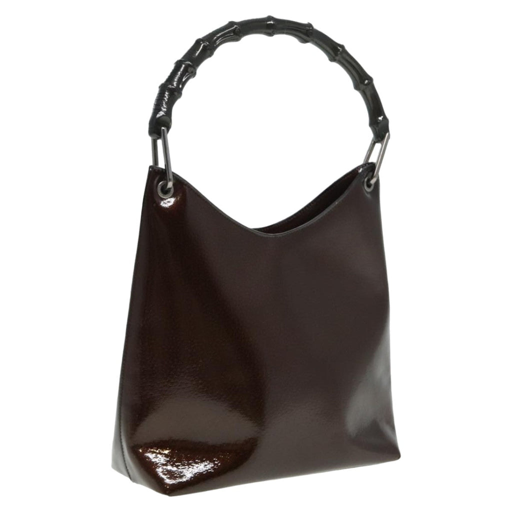 GUCCI Bamboo Hand Bag Enamel Brown 001 2058 3007 yk13474