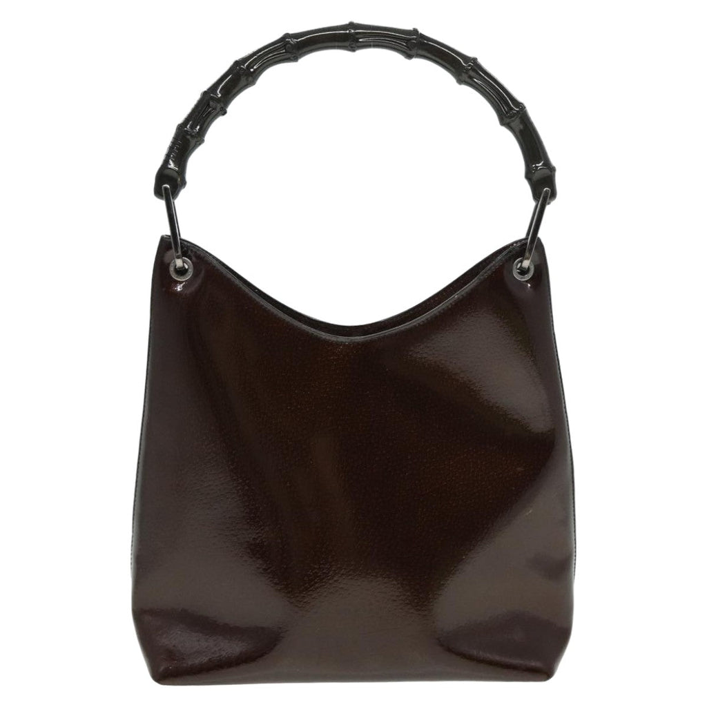 GUCCI Bamboo Hand Bag Enamel Brown 001 2058 3007 yk13474
