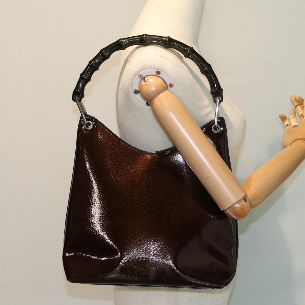 GUCCI Bamboo Hand Bag Enamel Brown 001 2058 3007 yk13474