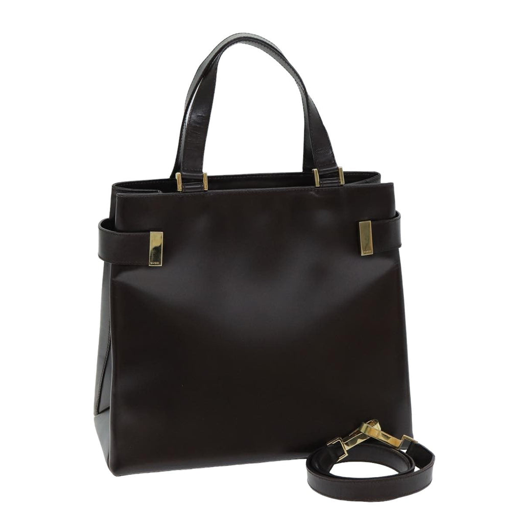 GUCCI Hand Bag Leather 2way Brown 000 2046 0562 yk13497