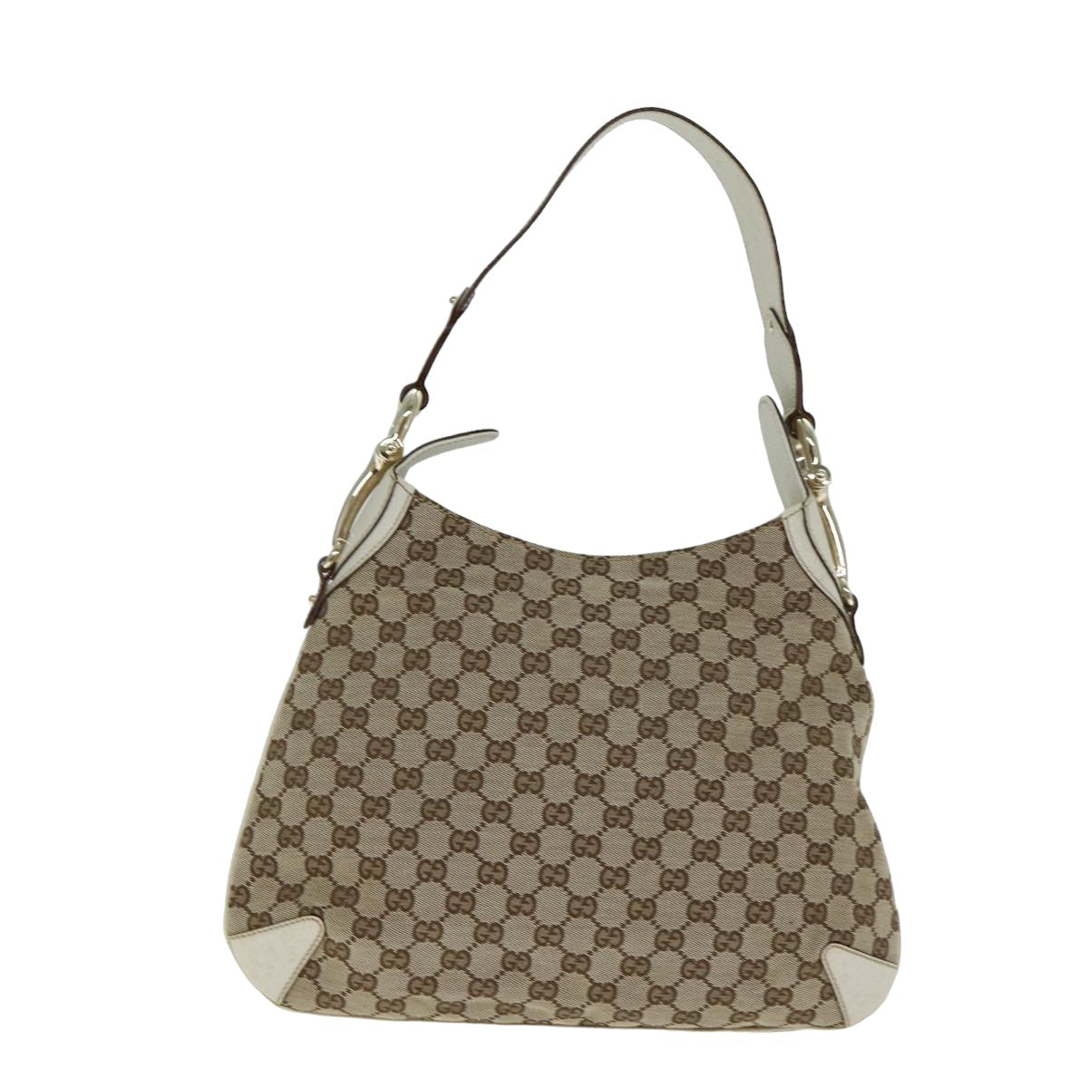 GUCCI GG Canvas Horsebit Shoulder Bag Beige yk13500