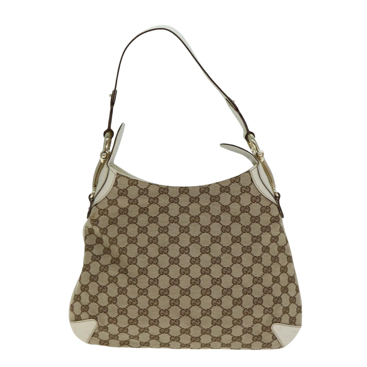 GUCCI GG Canvas Horsebit Shoulder Bag Beige yk13500