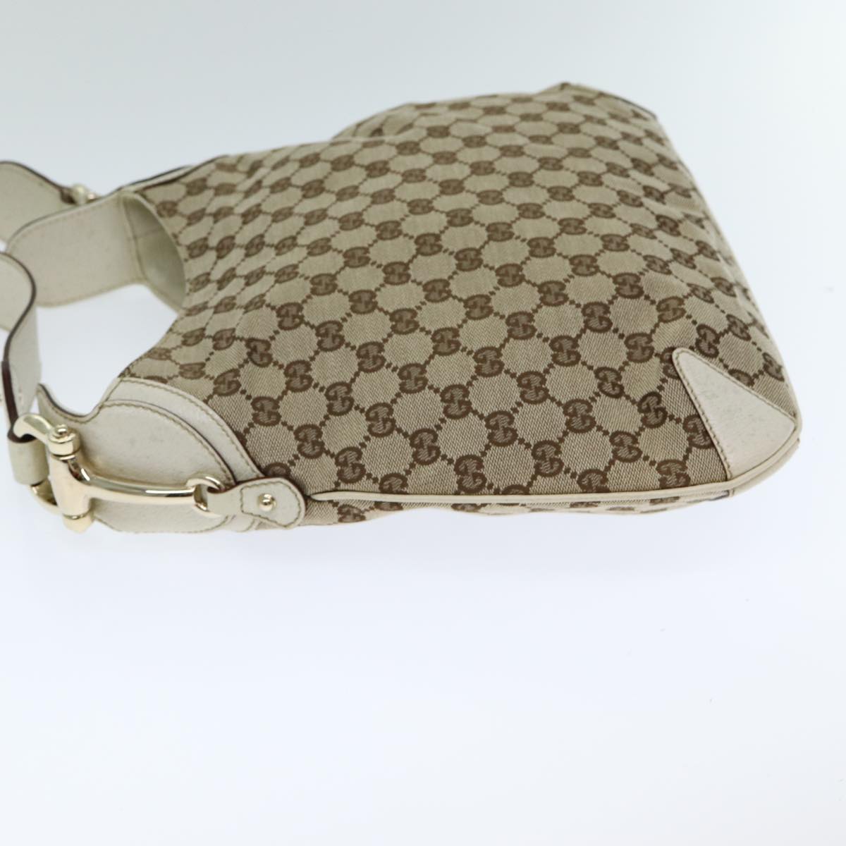 GUCCI GG Canvas Horsebit Shoulder Bag Beige yk13500