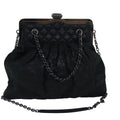 CHANEL Matelasse Chain Gamaguchi Hand Bag Leather 2way Black CC yk13501