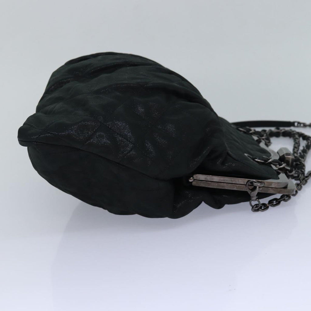 CHANEL Matelasse Chain Gamaguchi Hand Bag Leather 2way Black CC yk13501