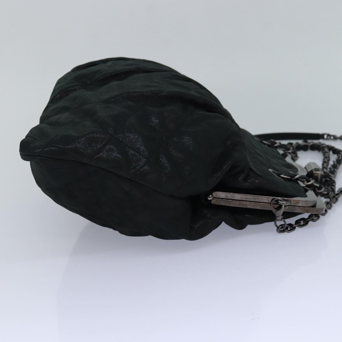 CHANEL Matelasse Chain Gamaguchi Hand Bag Leather 2way Black CC yk13501