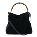 GUCCI Bamboo Hand Bag Suede 2way Black 001 14 1577 yk13644