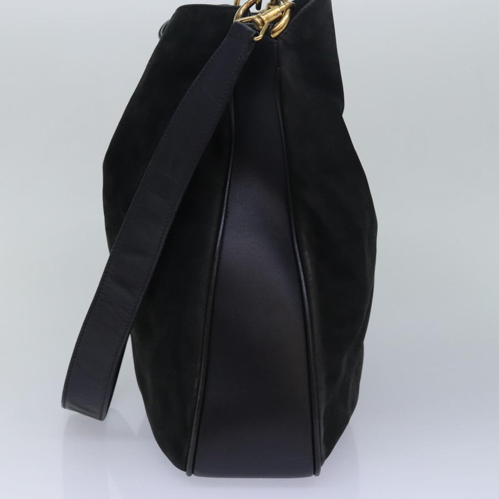 GUCCI Bamboo Hand Bag Suede 2way Black 001 14 1577 yk13644