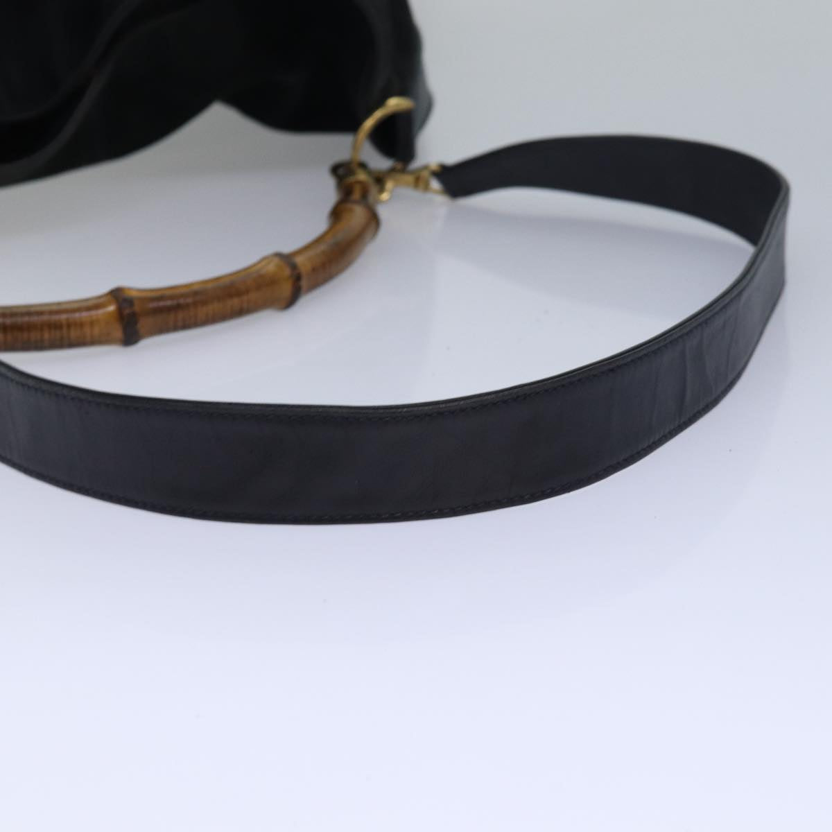 GUCCI Bamboo Hand Bag Suede 2way Black 001 14 1577 yk13644