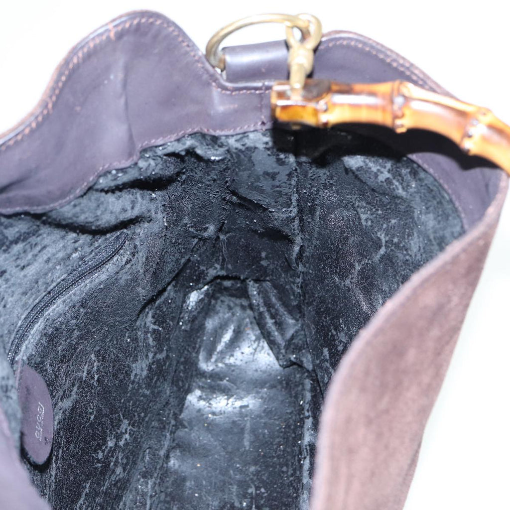 GUCCI Bamboo Hand Bag Leather 2way Black 001 1705 1638 yk13645