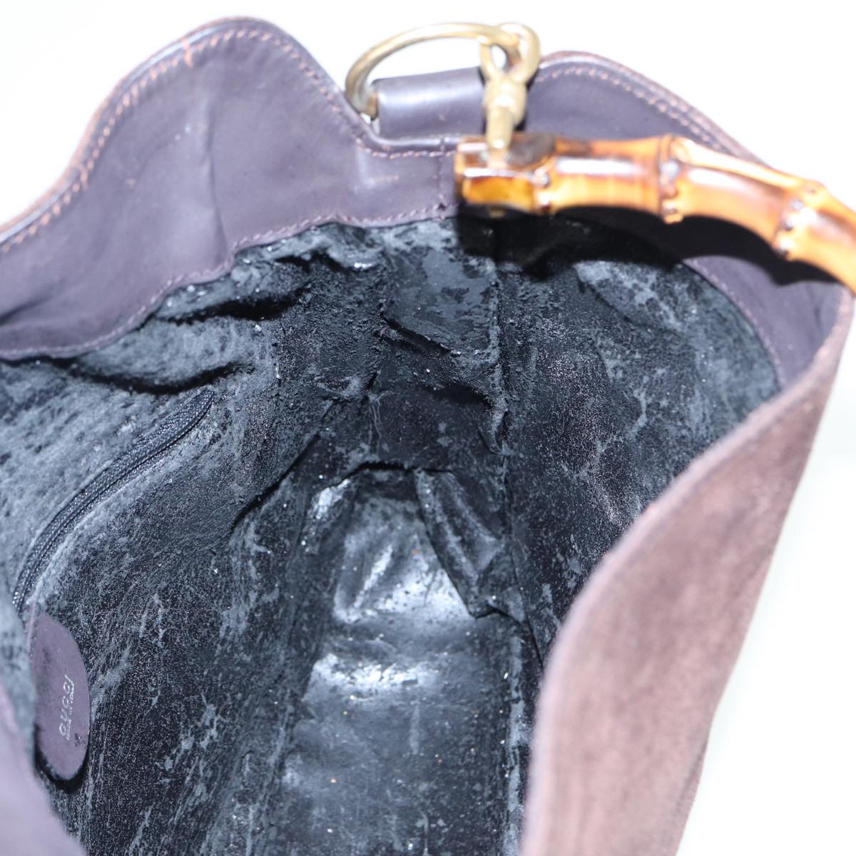 GUCCI Bamboo Hand Bag Leather 2way Black 001 1705 1638 yk13645
