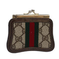 GUCCI GG Supreme Web Sherry Line Gamaguchi Coin Purse Beige Red yk13656