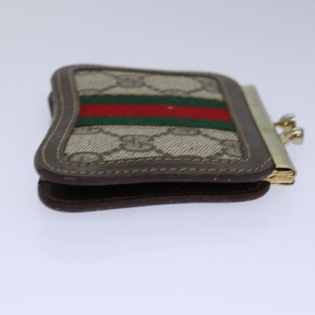 GUCCI GG Supreme Web Sherry Line Gamaguchi Coin Purse Beige Red yk13656