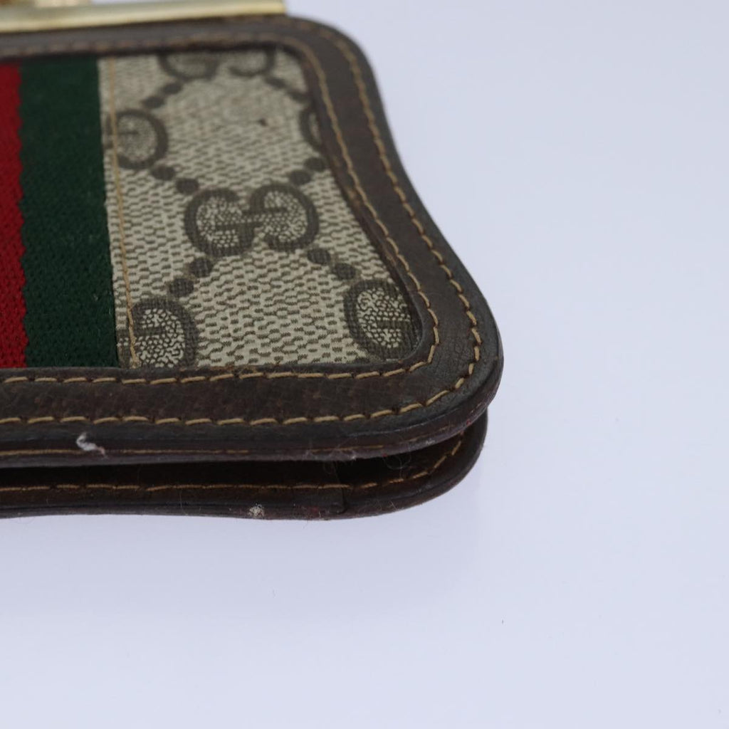 GUCCI GG Supreme Web Sherry Line Gamaguchi Coin Purse Beige Red yk13656