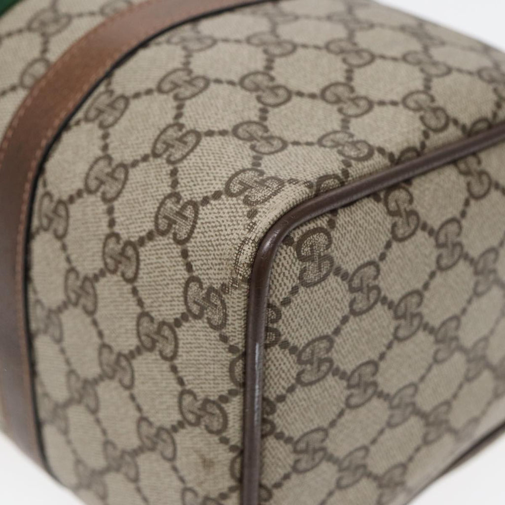 GUCCI GG Supreme Web Sherry Line Boston Bag PVC Beige 24 02 007 yk13661