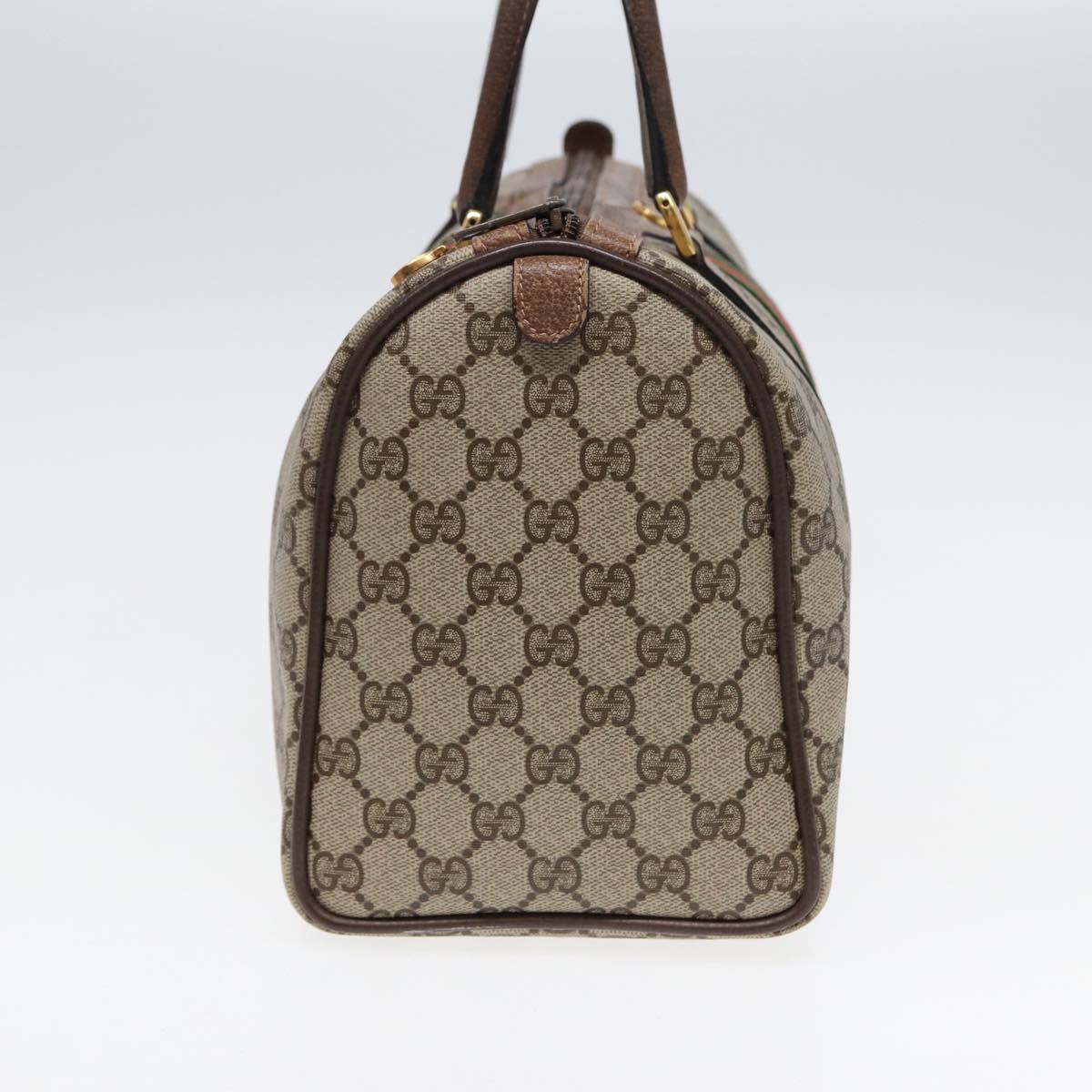 GUCCI GG Supreme Web Sherry Line Boston Bag PVC Beige 24 02 007 yk13661