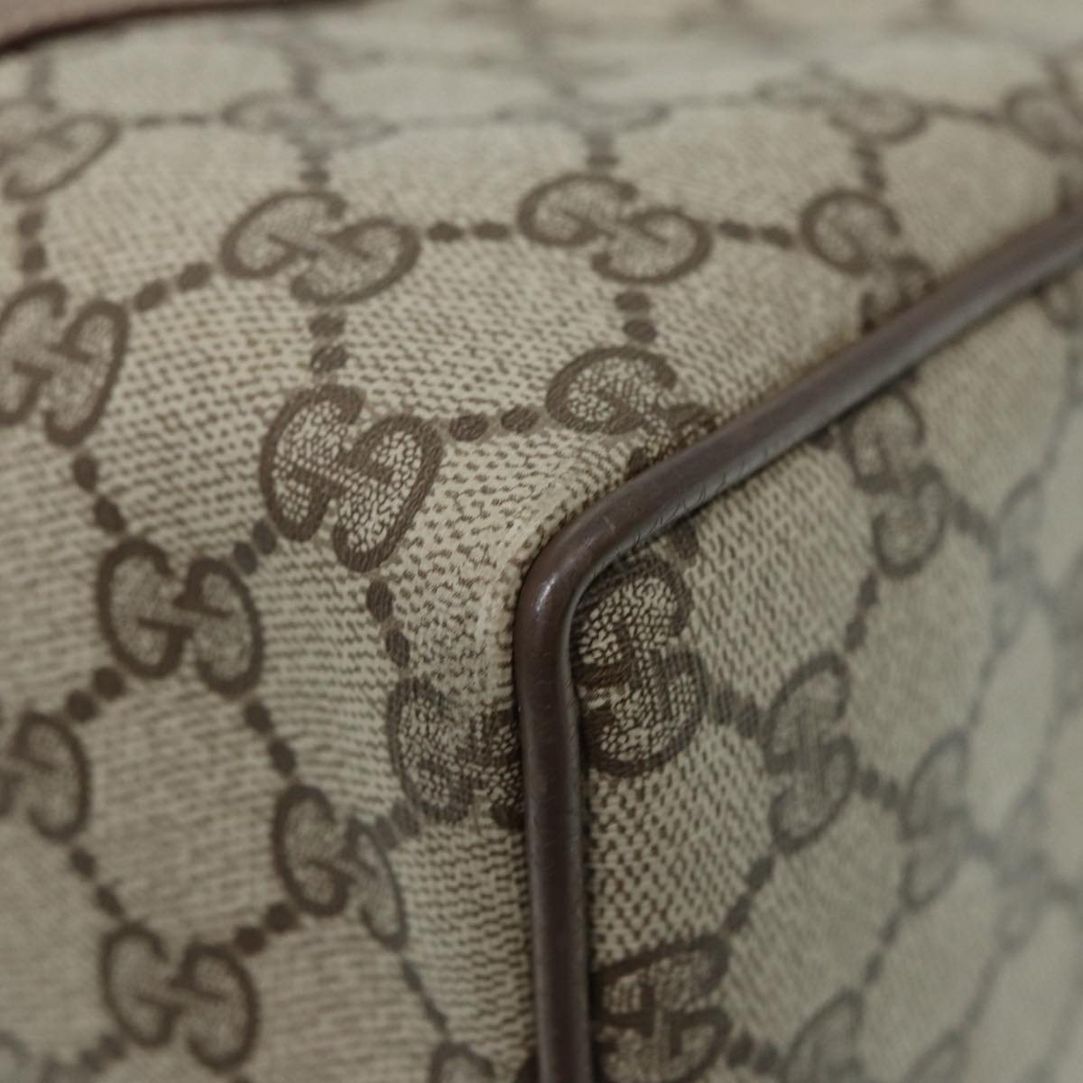GUCCI GG Supreme Web Sherry Line Boston Bag PVC Beige 39 02 007 yk13664