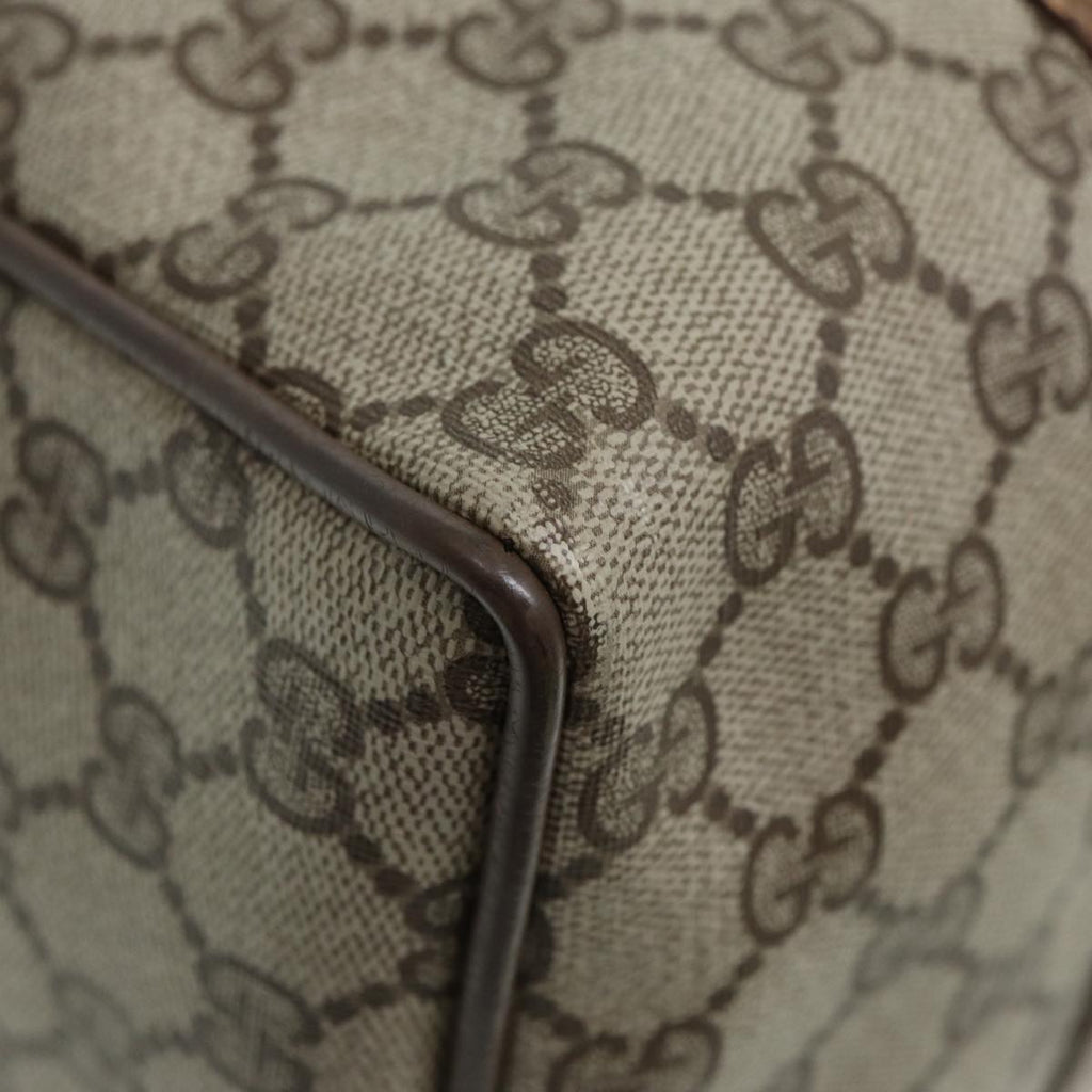GUCCI GG Supreme Web Sherry Line Boston Bag PVC Beige 39 02 007 yk13664