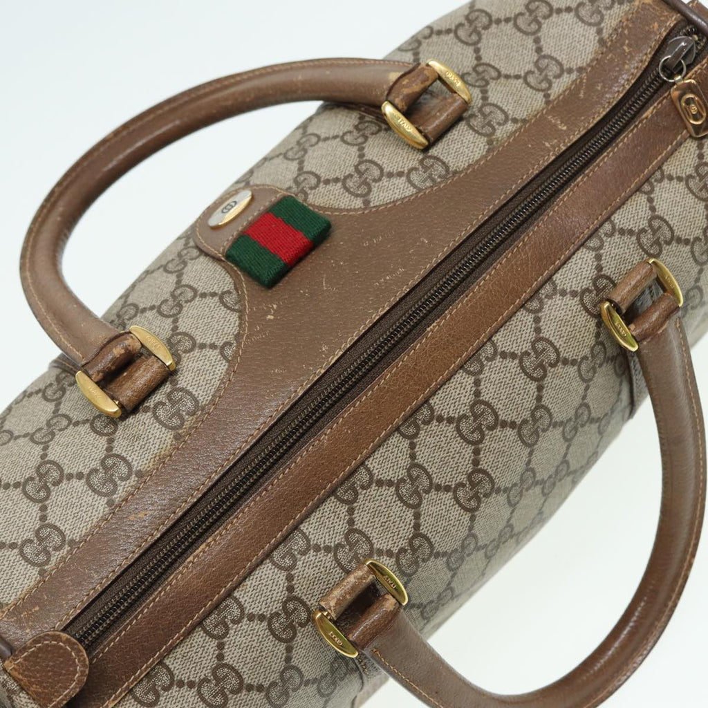 GUCCI GG Supreme Web Sherry Line Boston Bag PVC Beige 39 02 007 yk13664