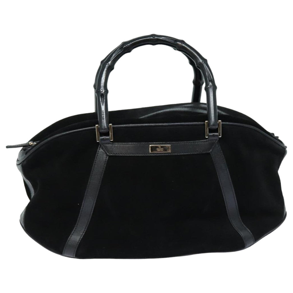 GUCCI Bamboo Hand Bag Suede Black 002 1084 200047 yk13665