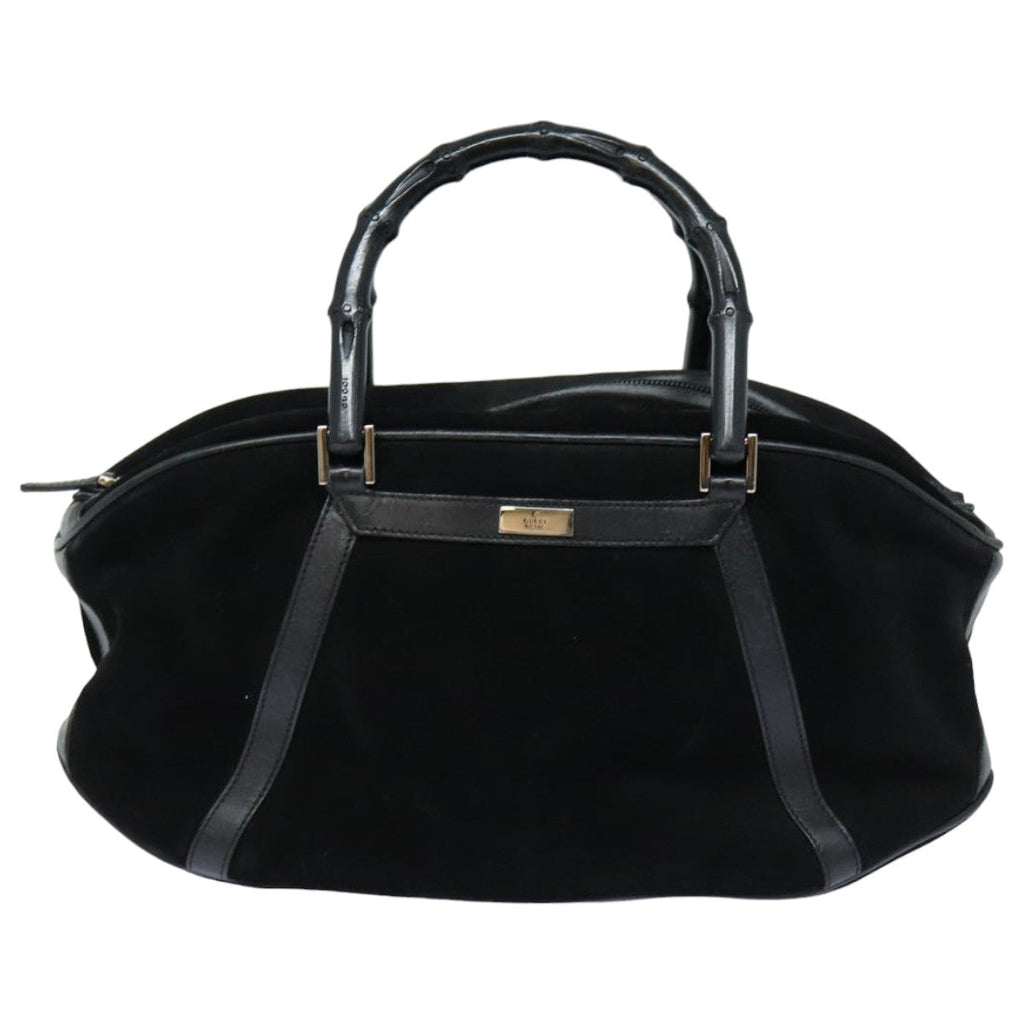 GUCCI Bamboo Hand Bag Suede Black 002 1084 200047 yk13665