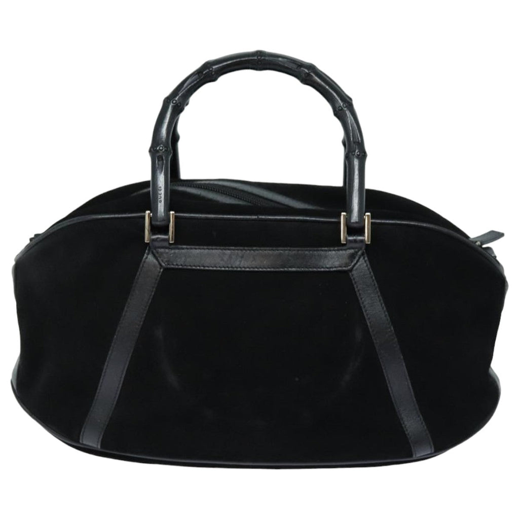 GUCCI Bamboo Hand Bag Suede Black 002 1084 200047 yk13665