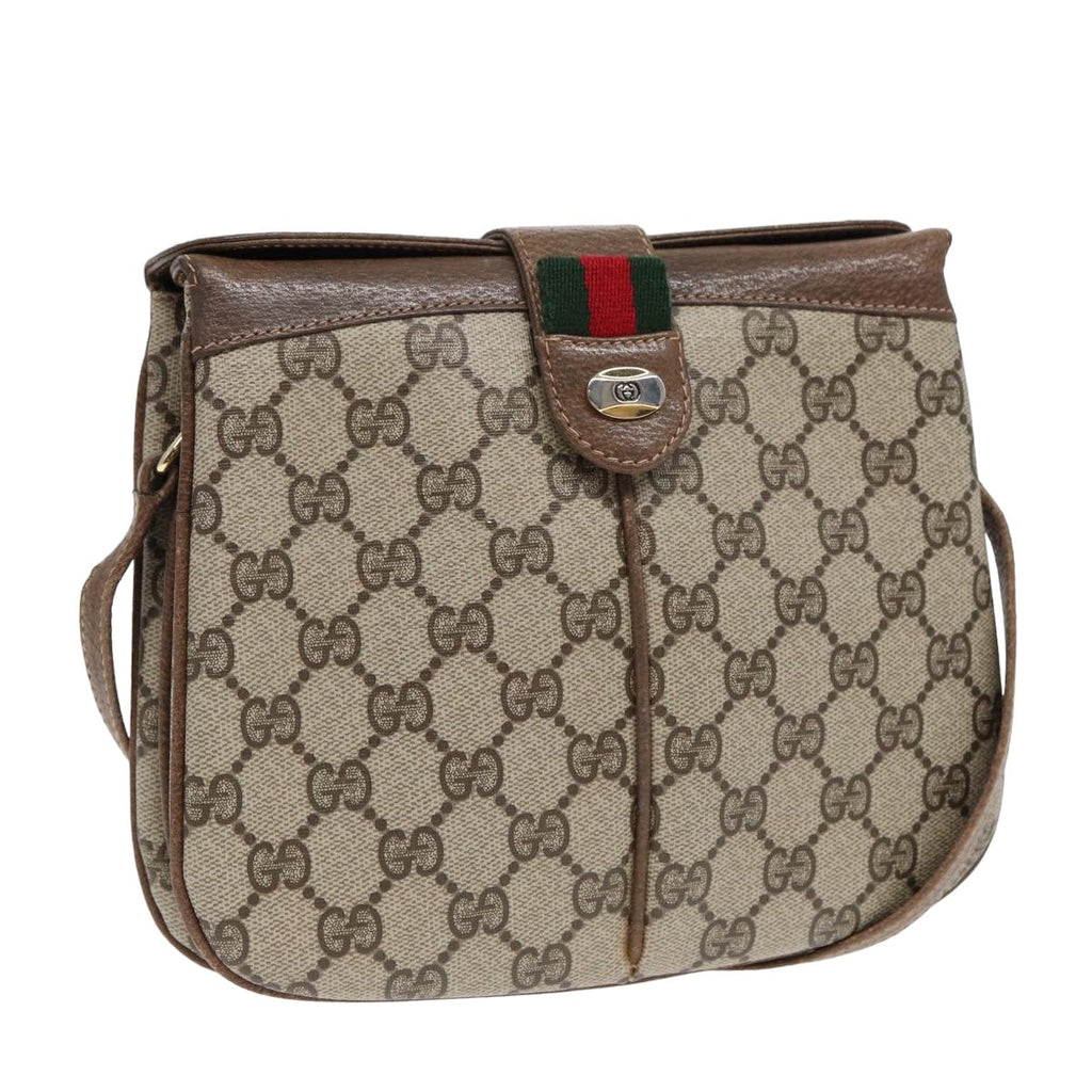 GUCCI GG Supreme Web Sherry Line Shoulder Bag PVC Beige 10 02 037 yk13680