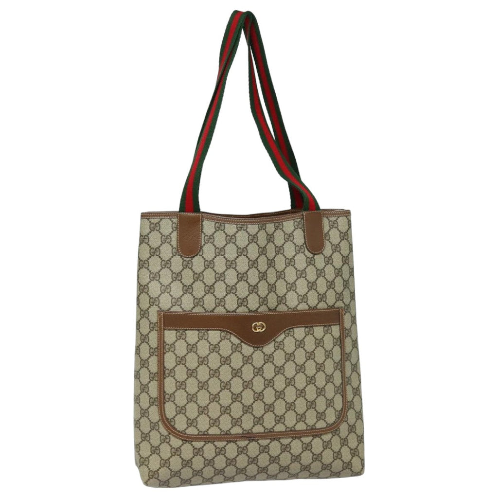 GUCCI GG Supreme Web Sherry Line Tote Bag PVC Beige 002 123 6487 yk13692