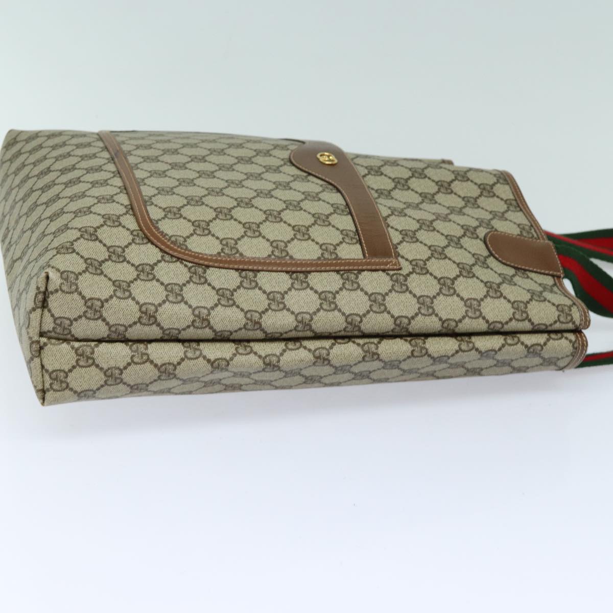 GUCCI GG Supreme Web Sherry Line Tote Bag PVC Beige 002 123 6487 yk13692