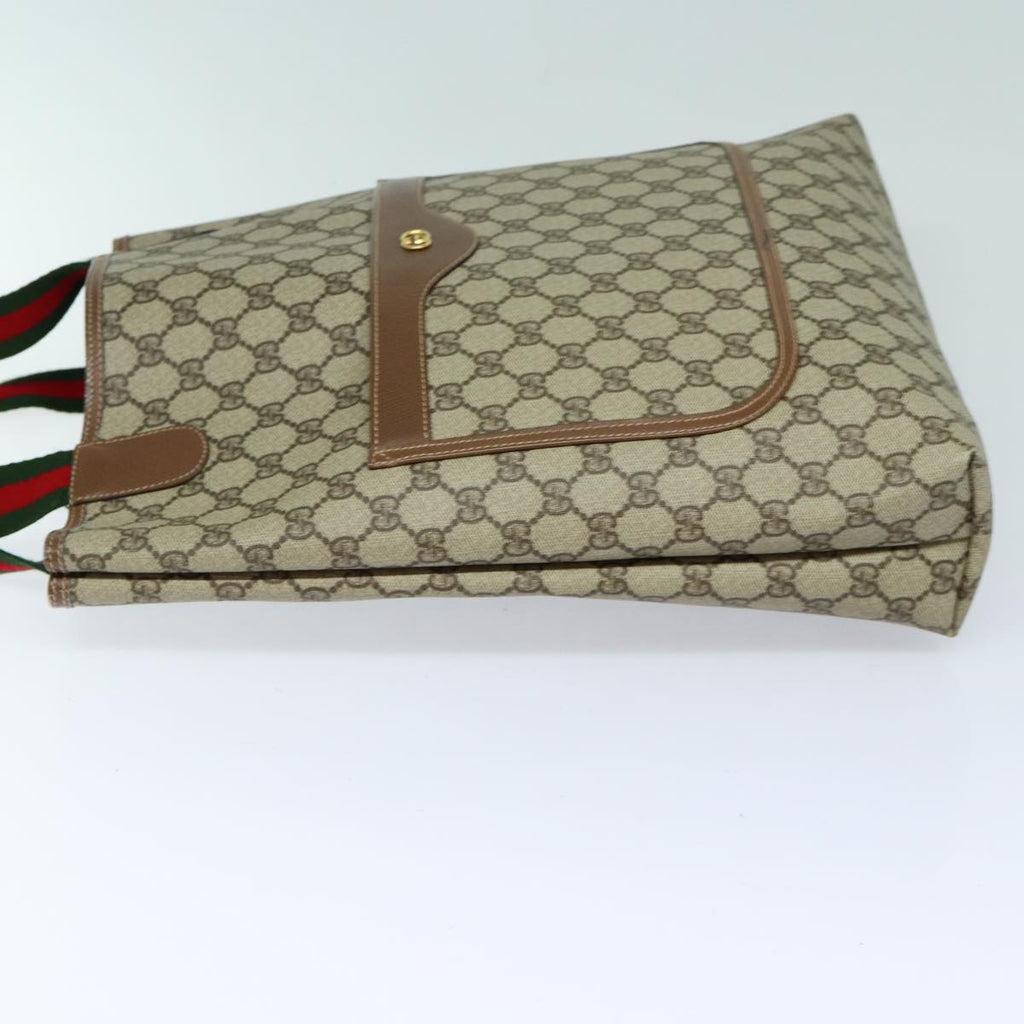 GUCCI GG Supreme Web Sherry Line Tote Bag PVC Beige 002 123 6487 yk13692