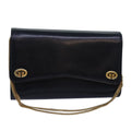 GUCCI Chain Hand Bag Leather Navy yk13717