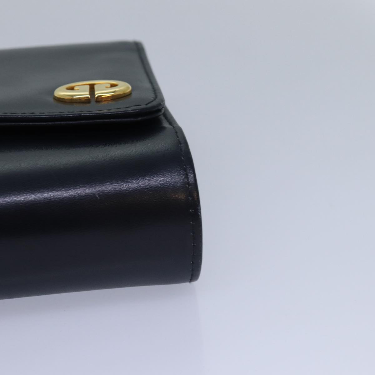 GUCCI Chain Hand Bag Leather Navy yk13717