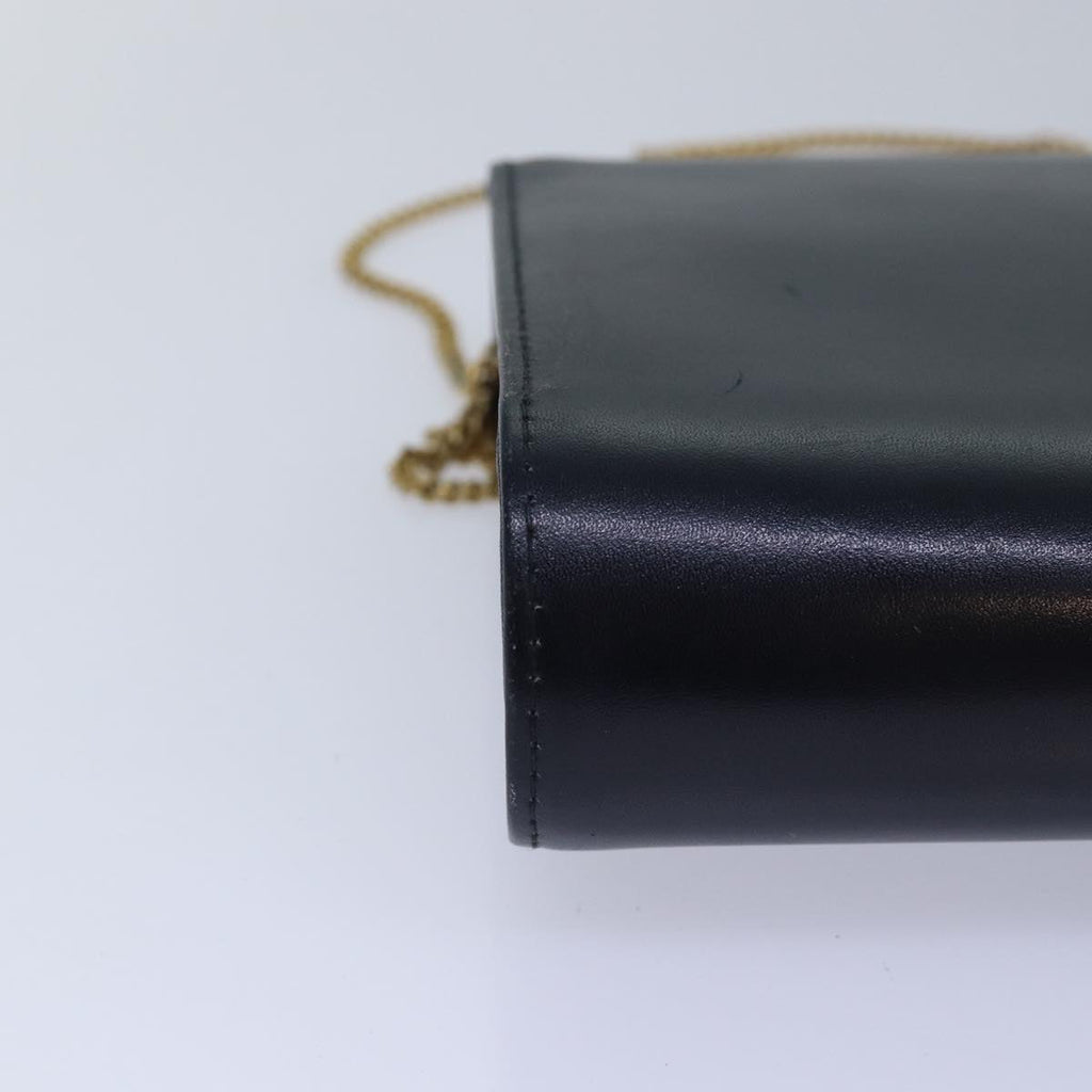 GUCCI Chain Hand Bag Leather Navy yk13717