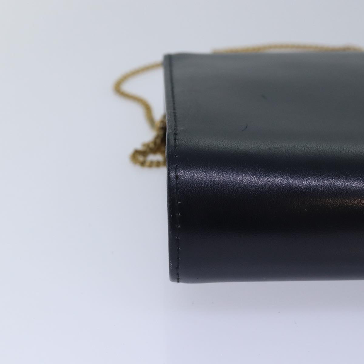 GUCCI Chain Hand Bag Leather Navy yk13717