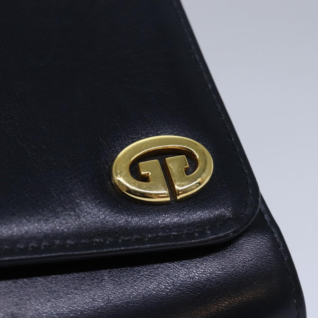 GUCCI Chain Hand Bag Leather Navy yk13717