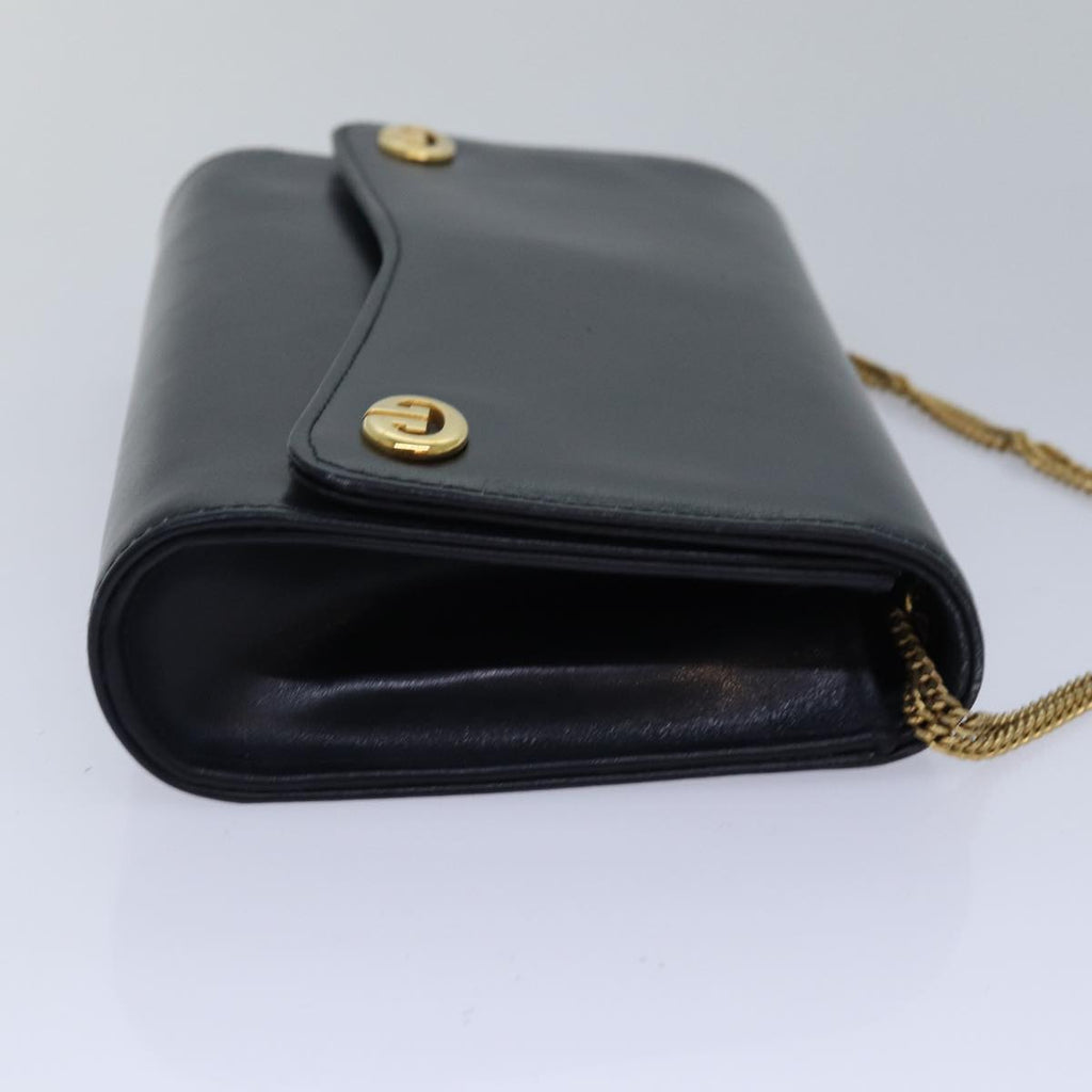 GUCCI Chain Hand Bag Leather Navy yk13717