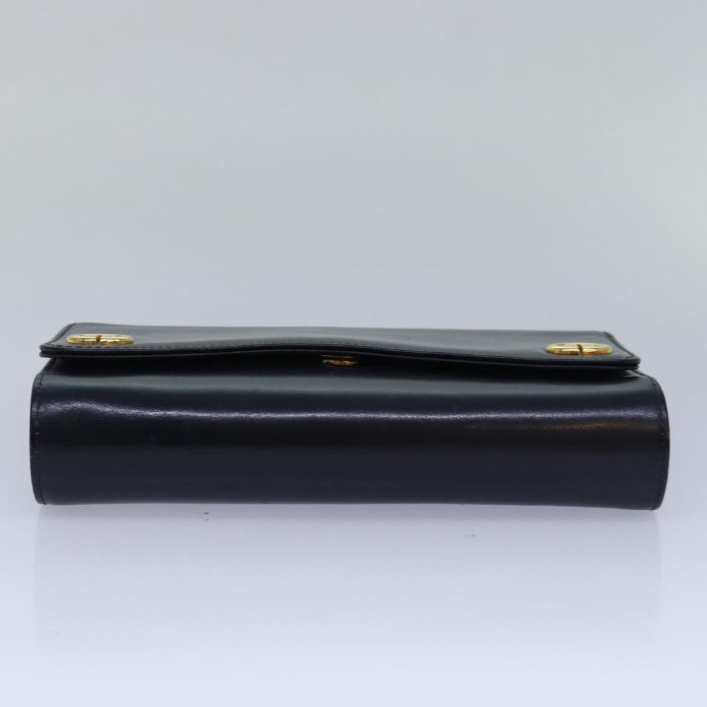 GUCCI Chain Hand Bag Leather Navy yk13717