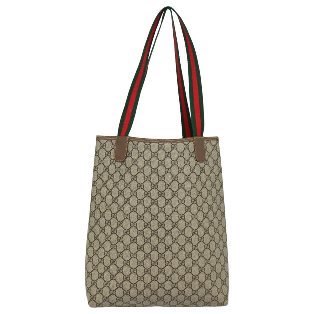 GUCCI GG Supreme Web Sherry Line Tote Bag PVC Beige 002 58 6487 yk13737