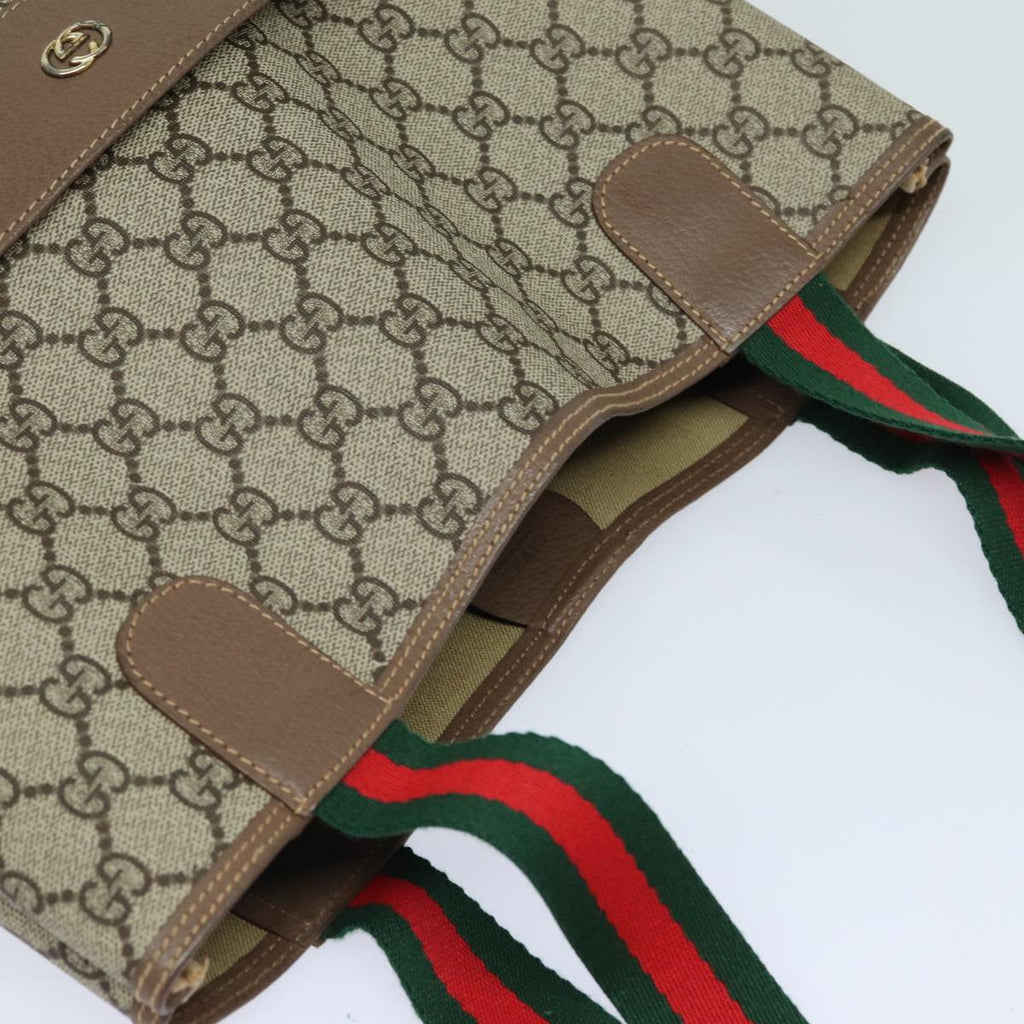 GUCCI GG Supreme Web Sherry Line Tote Bag PVC Beige 002 58 6487 yk13737